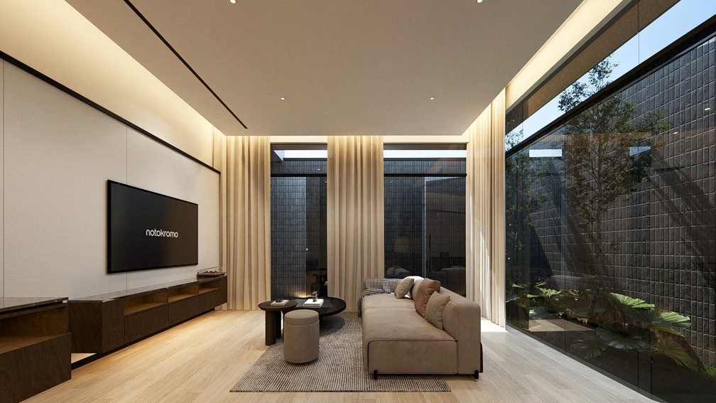 A minimalist house interior in Metland Puri, designed around simplicity, functionality, and comfort